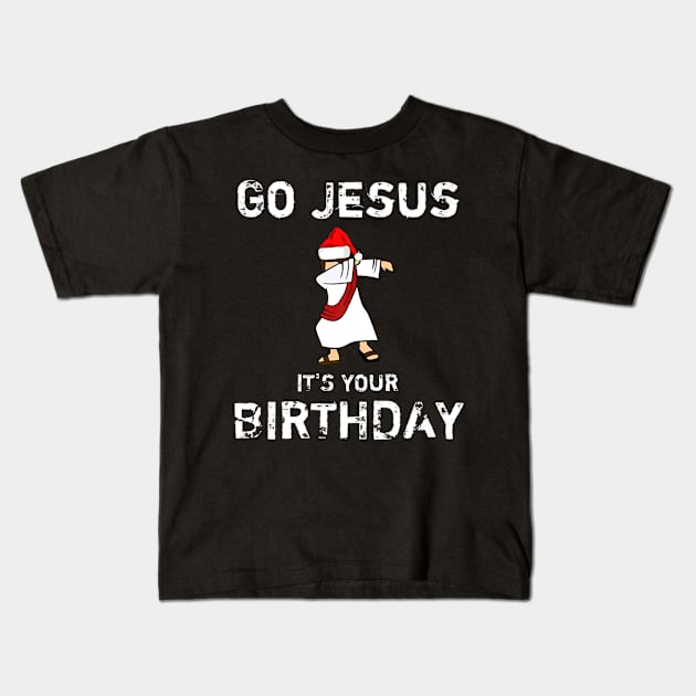 Christmas Dabbing Jesus Christ Kids T-Shirt by Melaine GoddessArt